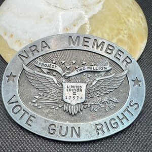 Vintage: NRA Member Limited Edition Belt Buckle- Antique Silver